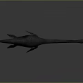 Plesiosaur 3D Model Long Neck Streamlined Body Dark Gray Skin On Gray Background With Reflection