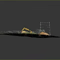 Terrain Model With Green Grass Excavator Soil Mounds And High Voltage Tower Frames