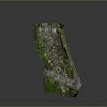 Moss Covered Broken Stone Structure With Weathered Surface And Natural Growth 3d model