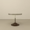 Stylish Modern Round Side Table With White Tabletop And Brown Base 3d model