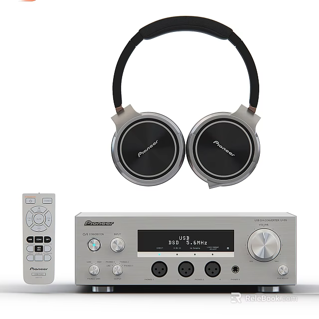 Pioneer Over Ear Headphones With Silver Audio System And Remote Control 3d model 