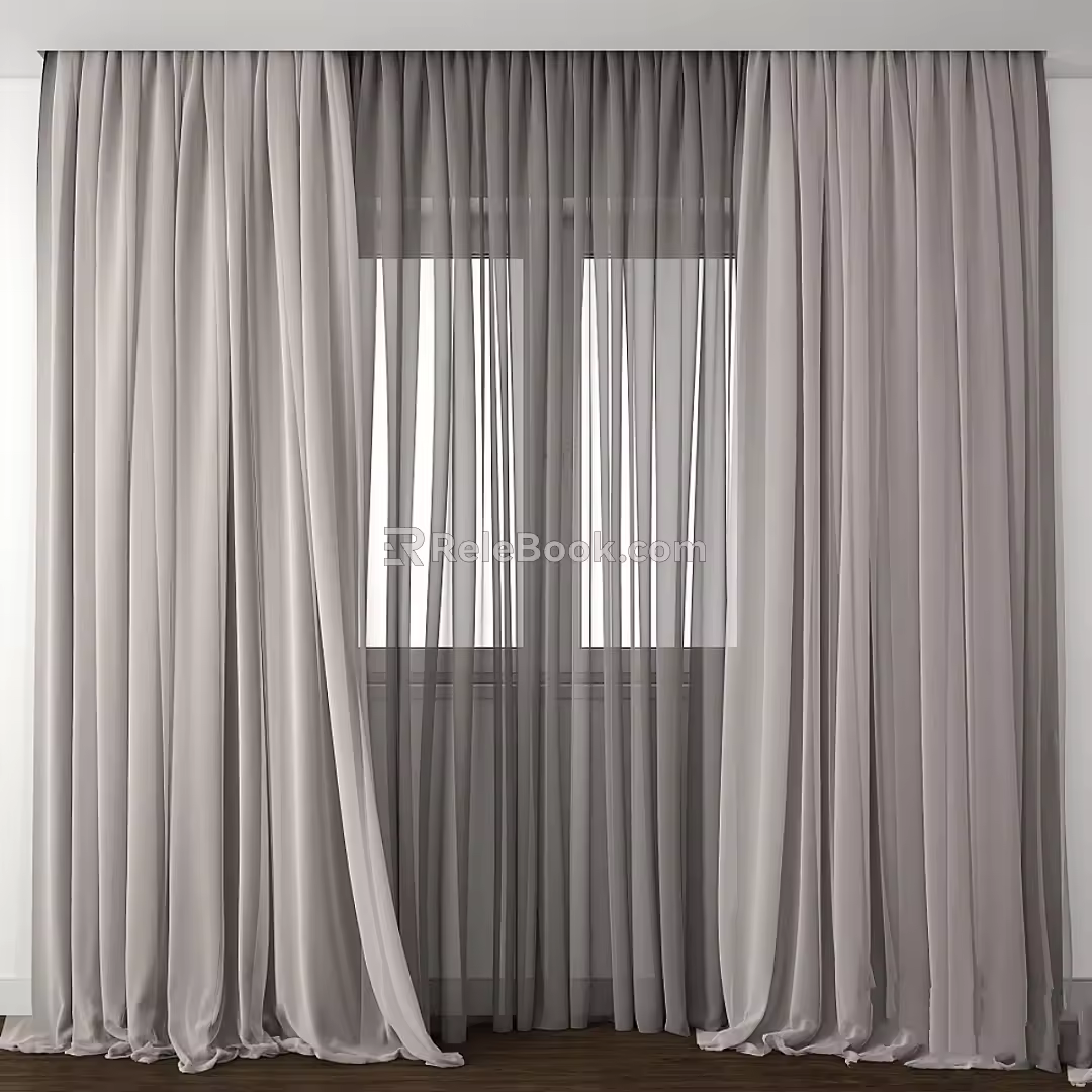 Modern Curtain Tulle Window Railing Covering 3d model