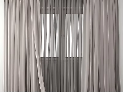 Modern Curtain Tulle Window Railing Covering 3d model