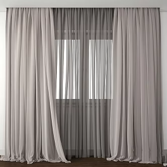 Modern Curtain Tulle Window Railing Covering 3d model