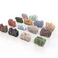 Colorful Animal Shaped Figurines with Various Designs Displayed on White Surface