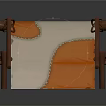 Camping Tent Design With Orange And White Fabric And Wooden Support Poles
