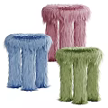 Soft Blue Furry Stool With Various Color Options For Home Decor