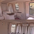Modern Helicopter Interior With Cockpit Dashboard Control Panel And White Leather Seats 3d model
