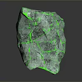 Green Cracked Crystal Stone With Glowing Surface Lines On Gray Background 3d model