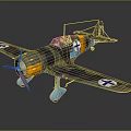 Vintage Military Airplane Model With Camouflage Paint Red Propeller And Blue Cross Markings