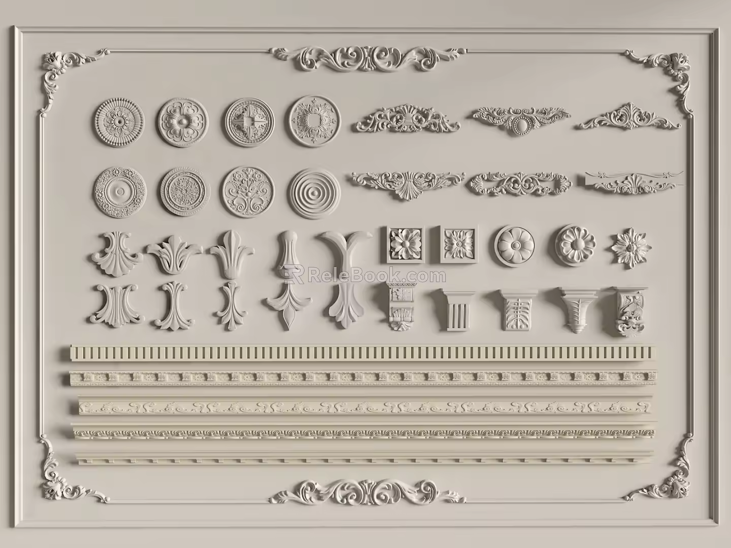 Gypsum line gypsum components carved 3d model