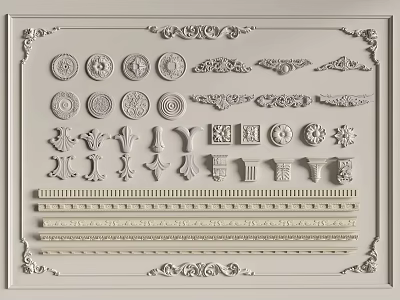Gypsum line gypsum components carved 3d model