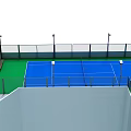 Roof Top Tennis Court Featuring Blue Playing Surface Fence And Lighting Poles For Outdoor Fitness