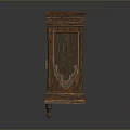 Traditional Wooden Cabinet With Glass Doors Carved Details And Metal Handles