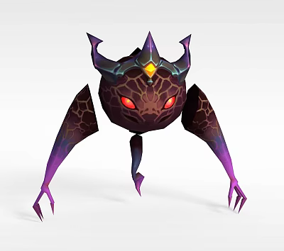 Purple Black Locker With Horns Red Eye Design And Decorative Details 3d model