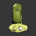 Green Reptile Snail Toy With Big Eyes Large Teeth And Spiral Shell Design