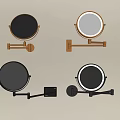 Round Wall Mounted Mirrors With Adjustable Metal Arms And Various Finishes