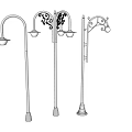 Various Decorative Street Lamp Designs With Ornate Poles And Lamp Heads