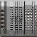Modern Wine Cabinet With Black Metal Frame Multi Tiered Shelves Wine Bottles And Decorative Plants