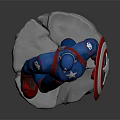 Captain America Statue In Blue Uniform With Star Shield Red Gloves On Stone Base