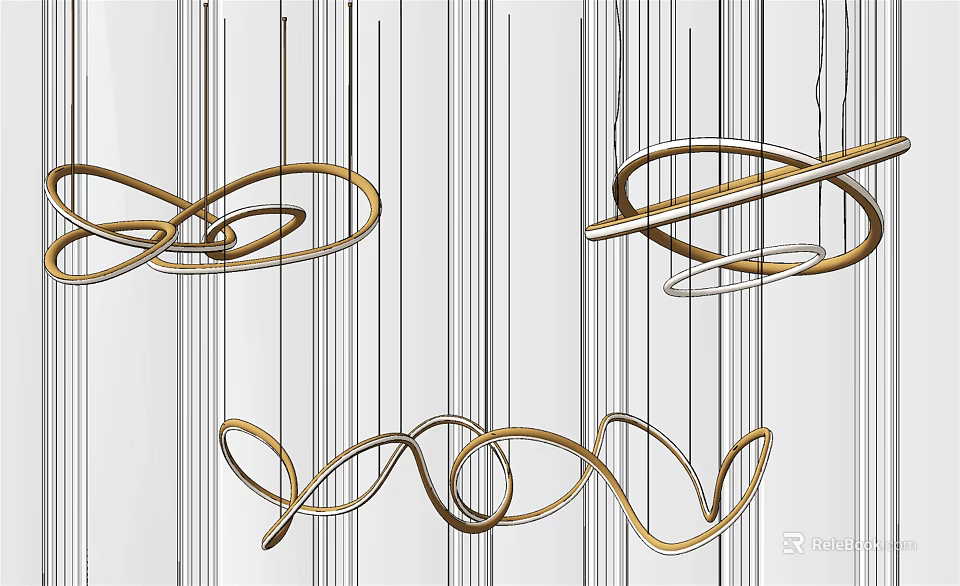 Modern Elegant Metal Curved Design Chandeliers For Interior Decoration 3d model 