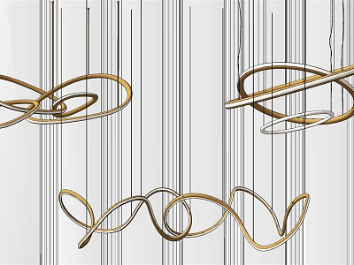 Modern Elegant Metal Curved Design Chandeliers For Interior Decoration 3d model