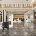 Modern Hotel Lobby Interior Design With Marble Floor Wooden Decor Green Plants And Sofa Seating