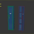 Two Blue Lockers Furniture Featuring Closed and Open Doors with Shelves