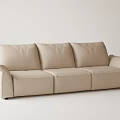 Modern Beige Leather Three-Seater Sofa with Sleek Lines and Minimalist Design 3d model