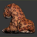 Orange Leopard Plush Toy With Black Spots In Lying Pose On Smooth Surface 3d model