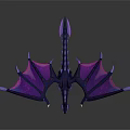Vibrant Purple Blue Fantasy Dragon Character With Large Wings Flying In 3D Render