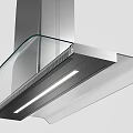 Modern Stainless Steel Kitchen Range Hood With Glass Panel And Built in Lighting