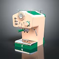 Vintage Coffee Machine with Pink Body Green Base and Classic Knobs Design