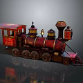 Vintage Atlantic Express Steam Train Model With Red And Gold Accents