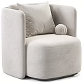 Modern Minimalist Beige Fabric Armchair With Soft Cushion And Decorative Ball