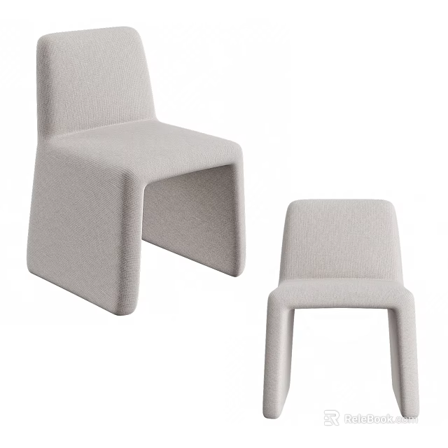 Light Gray Upholstered Dining Chairs With Modern Design And Comfortable Structure 3d model 