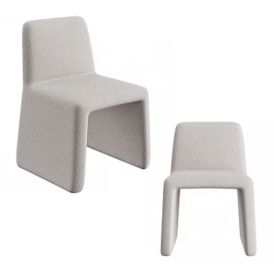 Light Gray Upholstered Dining Chairs With Modern Design And Comfortable Structure 3d model