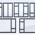 Modern Casement Windows with Black Frames and Various Design Styles 3d model