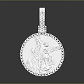 Elegant Silver Fashion Pendant With Diamond Encrusted Edge And Angel Sword Design