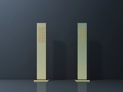 Beige Column Shaped Outdoor Lights Standing With Perforated Design Smooth Surface And Base 3d model