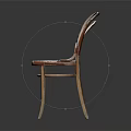 Vintage Curved Wooden Frame Leisure Chair With Light Fabric Padded Seat And Backrest