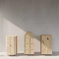 Wooden Wardrobes With Rattan Design Open Doors Displaying Clothes Inside Minimalist Interior Natural Light