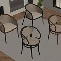 Stylish Wicker Armchairs With Beige Cushions In Living Room Area Rug