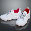 White Lace Up Casual Sneakers With Red Lining And Modern Design For Everyday Wear