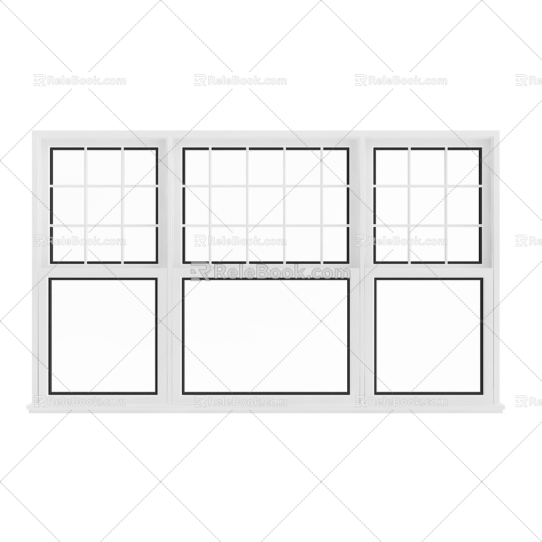 Window single open window casement window three open window villa window 3d model