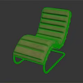Brown Upholstered Lounge Chair With Striped Design And Modern Metal Frame