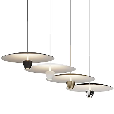 Modern Multiple Disc Shaped Pendant Lights With Suspended Cords And Metal Bases 3d model