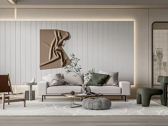 Modern Living Room Living Room Sofa Coffee Table Combination 3d model