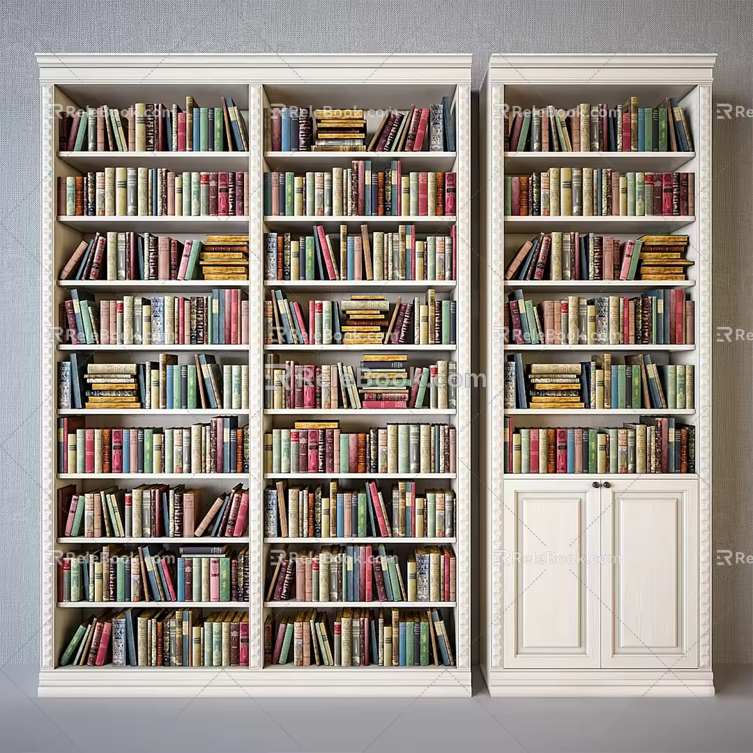 Cabinets with classical books bookcase large bookcase solid wood bookcase 3d model