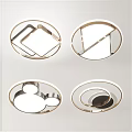 Modern Geometric Design Ceiling Lights In Various Styles With Metal Frames And White Lighting 3d model